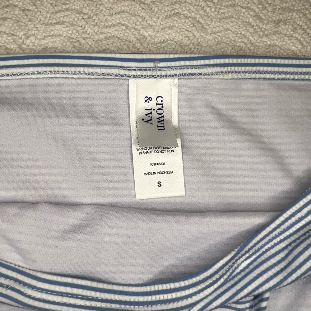crown & ivy / light blue and white striped ruffled seersucker bikini size small - Picture 7 of 8